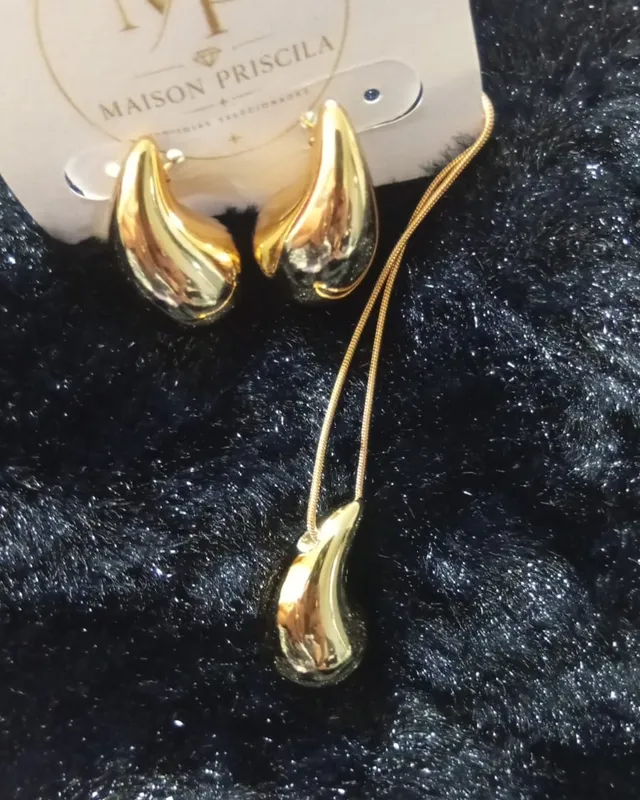 Conjunto gota dourado