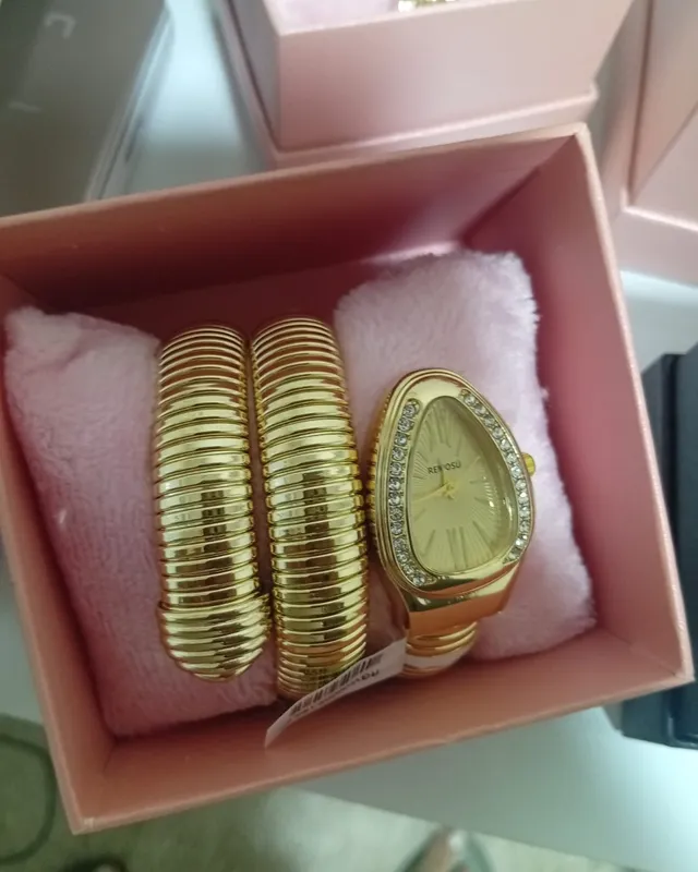 Relógio feminino serpente dourado