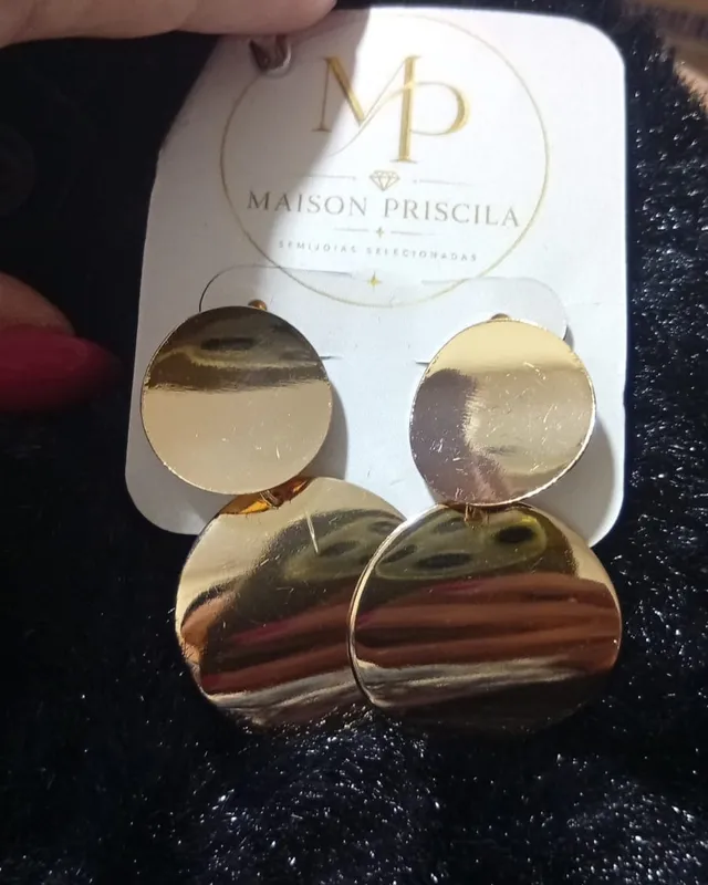 Brinco dois discos dourado